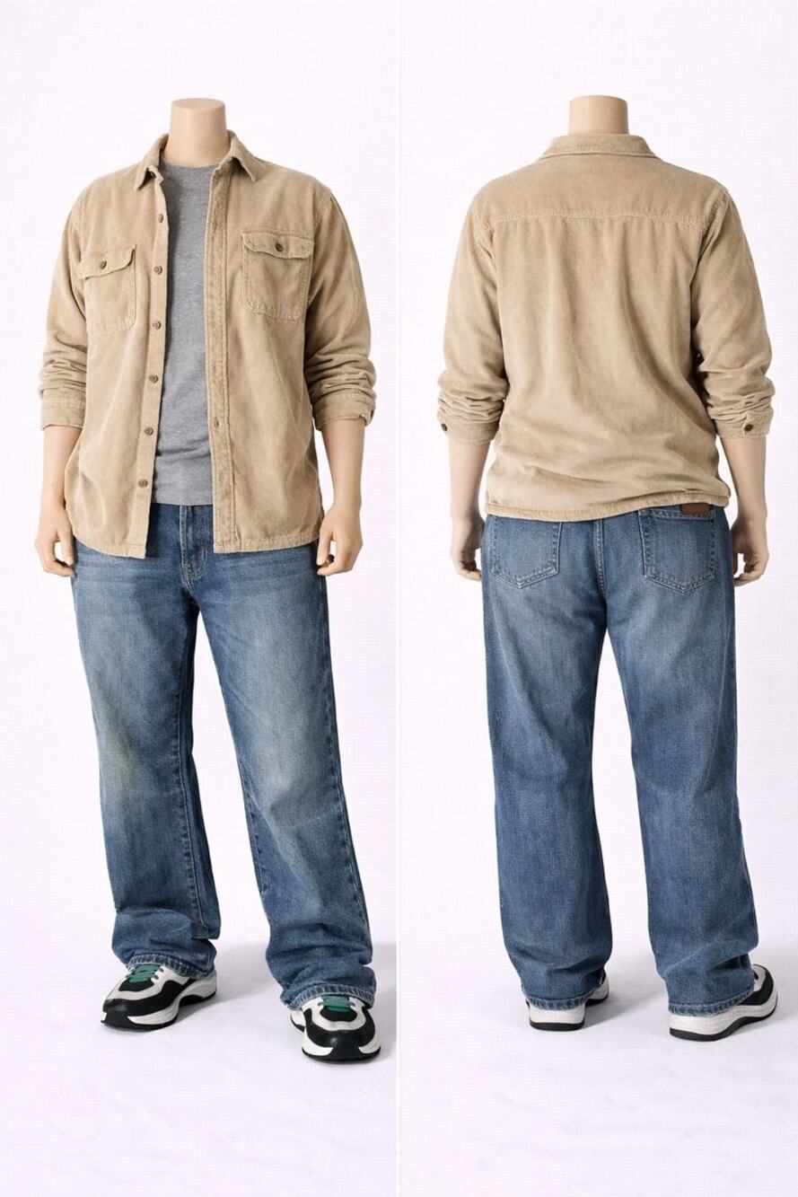 Scandia Woods Corduroy Shirt Jacket Fleece Lined Tan Vintage Workwear L mens